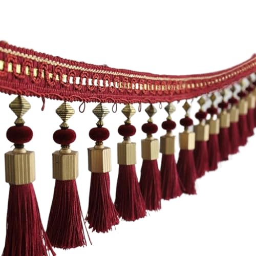 1M Quasten-Spitzen-Fransenkantenbesatz, Nähen, Basteln, Vorhänge, Quastenbesatz, Spitzenkissen, Möbel, Polster, Heimmöbel, DIY-Dekoration für DIY-Handarbeiten und Nähen(2) von YZDKR