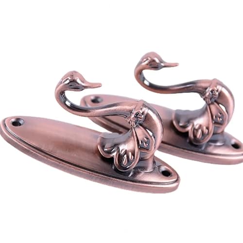 2 Stück Vorhanghaken aus Metall for Zurückhalten for Tür, Wand, Raffhalter, Hängehaken, Kleiderbügel, Zinklegierung, Vintage-Organizer, Halter, Zubehör für Fenster, Türen und Duschvorhänge(Red Bronze) von YZDKR