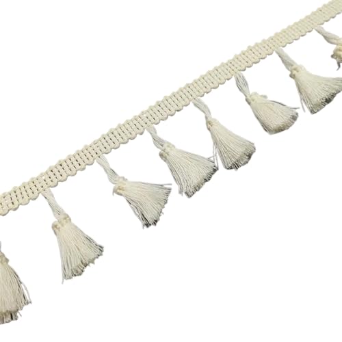 2 Yards Spitzenband Weiß Quaste Spitze Fransen Baumwolle Spitzenbesatz Band Nähen Latein Kleid Bühne Kleidungsstück Vorhang Dekorative Diy für DIY-Handarbeiten und Nähen(Beige) von YZDKR