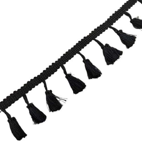 2 Yards Spitzenband Weiß Quaste Spitze Fransen Baumwolle Spitzenbesatz Band Nähen Latein Kleid Bühne Kleidungsstück Vorhang Dekorative Diy für DIY-Handarbeiten und Nähen(Black) von YZDKR