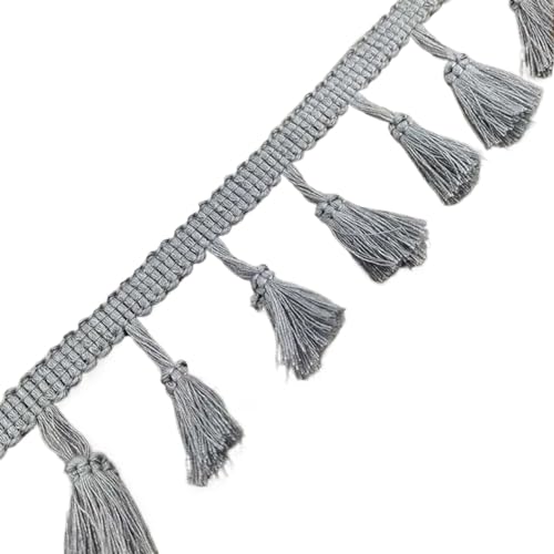 2 Yards Spitzenband Weiß Quaste Spitze Fransen Baumwolle Spitzenbesatz Band Nähen Latein Kleid Bühne Kleidungsstück Vorhang Dekorative Diy für DIY-Handarbeiten und Nähen(Grey) von YZDKR