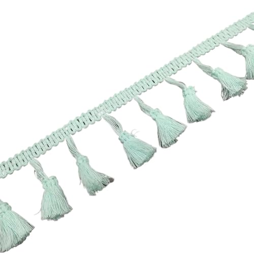 2 Yards Spitzenband Weiß Quaste Spitze Fransen Baumwolle Spitzenbesatz Band Nähen Latein Kleid Bühne Kleidungsstück Vorhang Dekorative Diy für DIY-Handarbeiten und Nähen(Mint Green) von YZDKR