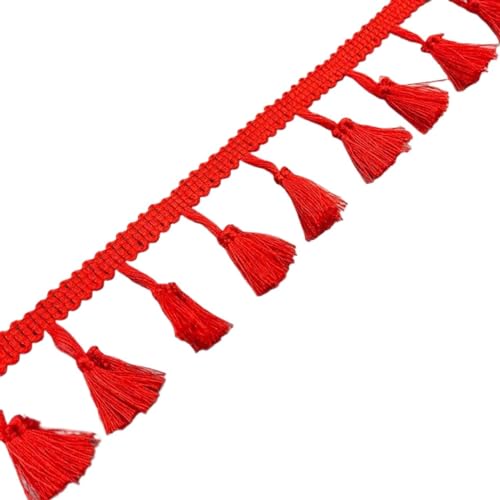 2 Yards Spitzenband Weiß Quaste Spitze Fransen Baumwolle Spitzenbesatz Band Nähen Latein Kleid Bühne Kleidungsstück Vorhang Dekorative Diy für DIY-Handarbeiten und Nähen(Red) von YZDKR