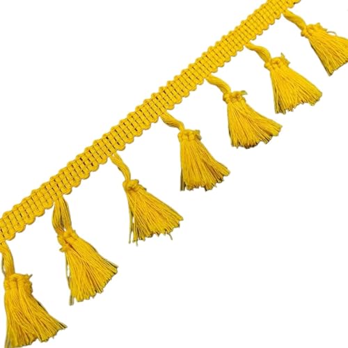 2 Yards Spitzenband Weiß Quaste Spitze Fransen Baumwolle Spitzenbesatz Band Nähen Latein Kleid Bühne Kleidungsstück Vorhang Dekorative Diy für DIY-Handarbeiten und Nähen(Yellow) von YZDKR