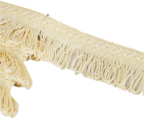 5 Yards Quasten-Spitzenfransen-Quastenbesatz, 4,6 cm breit, Faserbesatz for Nähen, Quilten, Kleidung, Zubehör, Lampenschirm, Vorhang für DIY-Handarbeiten und Nähen(Gold) von YZDKR