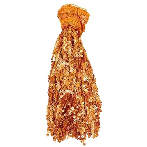 6 Yards 30 cm Pailletten Perlen Quaste Fransen Spitzenbesatz Latin Dance Performance Kleid Dekor DIY Handwerk Nähzubehör für DIY-Handarbeiten und Nähen(Orange) von YZDKR