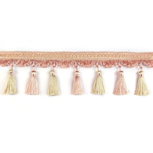 6 & 3 Meter Quasten-Spitzenstoff, Quasten-Fransenbesatz, Kristallperlenquasten, Spitze for DIY Nähen, Stoff, Vorhangzubehör, Spitzendekoration für DIY-Handarbeiten und Nähen(Pink,3Meter) von YZDKR