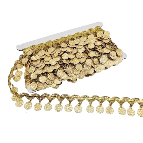 Geflochtene goldene Quaste, Spitze, Fransen, Pailletten, Paillette-Quastenband, Bühnenaufführung, Anzüge, Hochzeitskleid, Nähen, Stoffaufhänger, Fransenspitze für DIY-Handarbeiten und Nähen(B3,2Yards) von YZDKR