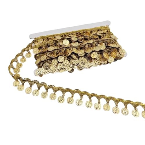 Geflochtene goldene Quaste, Spitze, Fransen, Pailletten, Paillette-Quastenband, Bühnenaufführung, Anzüge, Hochzeitskleid, Nähen, Stoffaufhänger, Fransenspitze für DIY-Handarbeiten und Nähen(B7,2Yards) von YZDKR