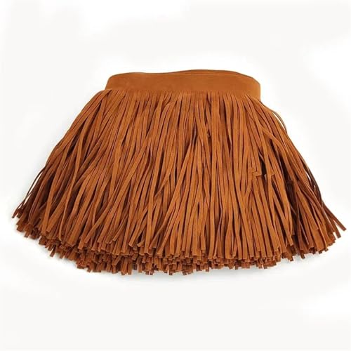 Leder Wildleder Quaste Spitze Band Fransen for Tasche Kleidung Nähzubehör Manuelle Dekoration Trim für DIY-Handarbeiten und Nähen(TF005-LightBrown1,15cm) von YZDKR