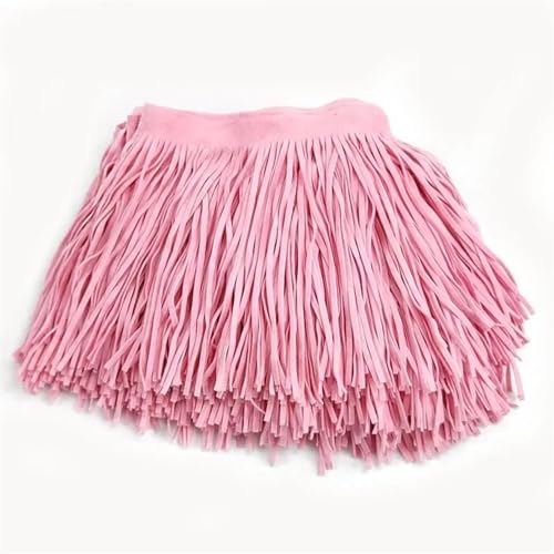 Leder Wildleder Quaste Spitze Band Fransen for Tasche Kleidung Nähzubehör Manuelle Dekoration Trim für DIY-Handarbeiten und Nähen(TF005-Pink65,30cm) von YZDKR