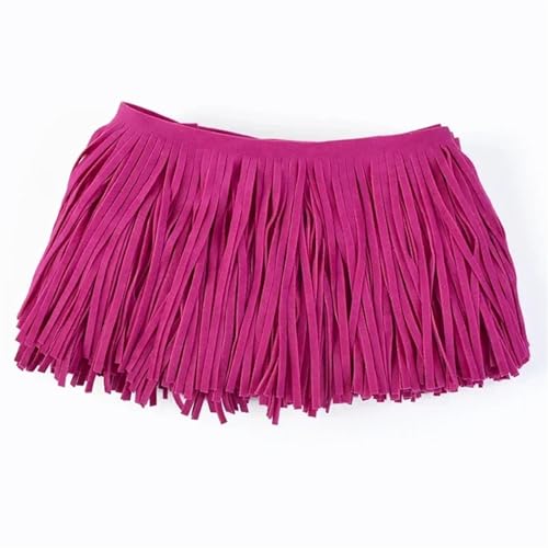 Leder Wildleder Quaste Spitze Band Fransen for Tasche Kleidung Nähzubehör Manuelle Dekoration Trim für DIY-Handarbeiten und Nähen(TF005-RoseRed63,30cm) von YZDKR