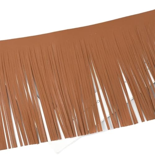 PU-Leder-Quasten-Fransenbesatz, Spitzenband for Handtaschen, Kleidung, Kleider, Dekoration, DIY-Nähzubehör, 100 cm, 20/25/30 für DIY-Handarbeiten und Nähen(Camel,3mm-25cm) von YZDKR