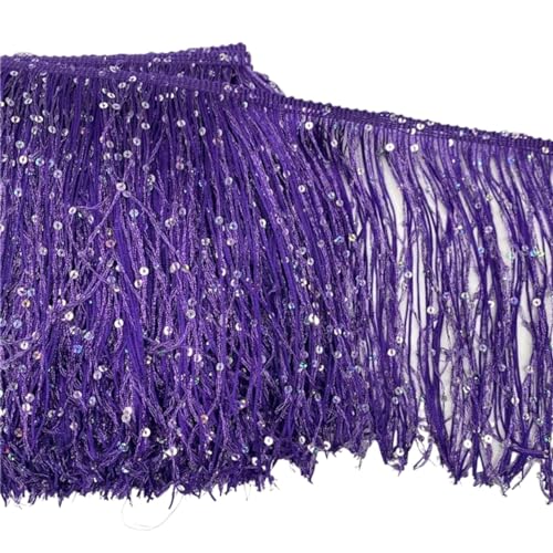 Pailletten-Fransen-Quasten-Spitze for Nähen von lateinamerikanischen Kleidern, Spitzenbesatz, DIY-Zubehör für DIY-Handarbeiten und Nähen(PURPLE,20cm-3Meters) von YZDKR