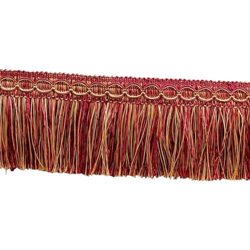 Quasten-Spitzenfransenbesatz for Nähen, DIY-Spitzenband, Seidenquasten, Goldbesatz, Kleid, Bühne, Kleidungsstück, Vorhang-Zubehör für DIY-Handarbeiten und Nähen(Red,6m) von YZDKR