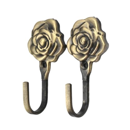 YZDKR 1 Paar Vorhang Haken Haken Rücken Vintage Rose Muster Metall Vorhang Haken Wand Dekorative für Fenster, Türen und Duschvorhänge(A) von YZDKR