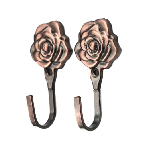 YZDKR 1 Paar Vorhang Haken Haken Rücken Vintage Rose Muster Metall Vorhang Haken Wand Dekorative für Fenster, Türen und Duschvorhänge(B) von YZDKR