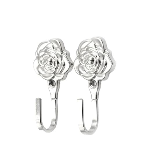 YZDKR 1 Paar Vorhang Haken Haken Rücken Vintage Rose Muster Metall Vorhang Haken Wand Dekorative für Fenster, Türen und Duschvorhänge(C) von YZDKR