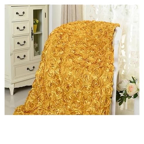 YZDKR 10M Satin Stoff Rose Blume Gang Läufer Rot Hochzeit Hochzeit Teppich Vorhang Party Hintergrund Tisch Abdeckung Stoff Dekoration für Hochzeiten, Feiern, etc(Gold) von YZDKR