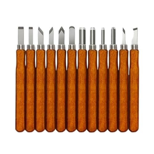 YZDKR 12 Teile/Satz Holz Carving Meißel Messer Tools Holz Stichel Set Stahl Holz Carving Werkzeuge Gravur Messer Kit Hand Werkzeuge für Schnitzerei, Holzbearbeitung, Tischlerei von YZDKR