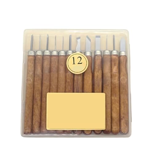 YZDKR 12 Teile/Satz Holz Griff Holz Carving Meißel Skalpell Werkzeuge Set Cutter Holz Carving Messer Set Hand Tool Kit für Schnitzerei, Holzbearbeitung, Tischlerei(Box Set) von YZDKR