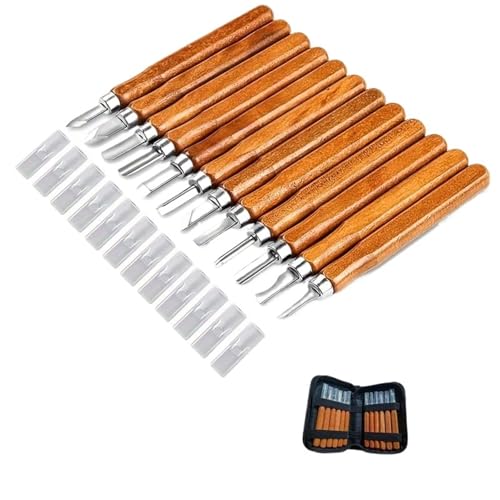 YZDKR 12-teiliges Holzschnitzmesser-Set, SK2-Kohlenstoffstahlklingen, Bildhauerei-Zimmerei-Werkzeuge, geben Sie einen Schleifstein, DIY-Skulptur-Werkzeug für Schnitzerei, Holzbearbeitung, Tischlerei YZDKR 12-teiliges Holzschnitzmesser-Set, SK2-Kohlenstoffstahlklingen, Bildhauerei-Zimmerei-Werkzeuge, geben Sie einen Schleifstein, DIY-Skulptur-Werkzeug für Schnitzerei, Holzbearbeitung, Tischlerei von YZDKR