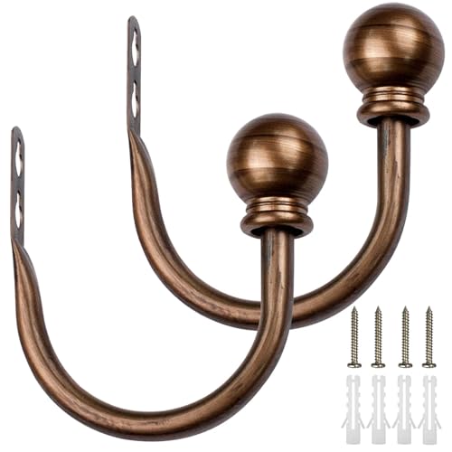 YZDKR 2 Stück Retro-Vorhanghalter, U-förmige Vorhanghaken, Halter, Zubehör, dekorative Wandmontage, Vorhanghalter-Clip mit Schraube für Fenster, Türen und Duschvorhänge(Bronze L) von YZDKR