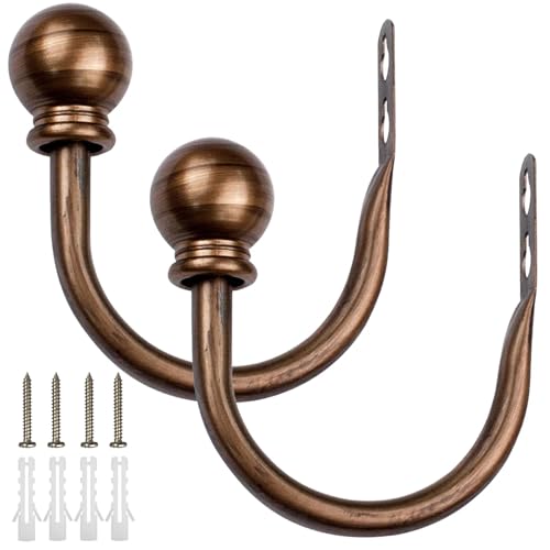 YZDKR 2 Stück Retro-Vorhanghalter, U-förmige Vorhanghaken, Halter, Zubehör, dekorative Wandmontage, Vorhanghalter-Clip mit Schraube für Fenster, Türen und Duschvorhänge(Bronze S) von YZDKR
