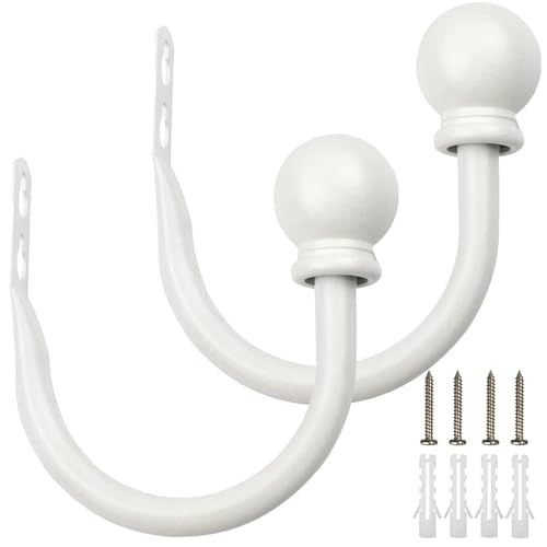 YZDKR 2 Stück Retro-Vorhanghalter, U-förmige Vorhanghaken, Halter, Zubehör, dekorative Wandmontage, Vorhanghalter-Clip mit Schraube für Fenster, Türen und Duschvorhänge(White L) von YZDKR