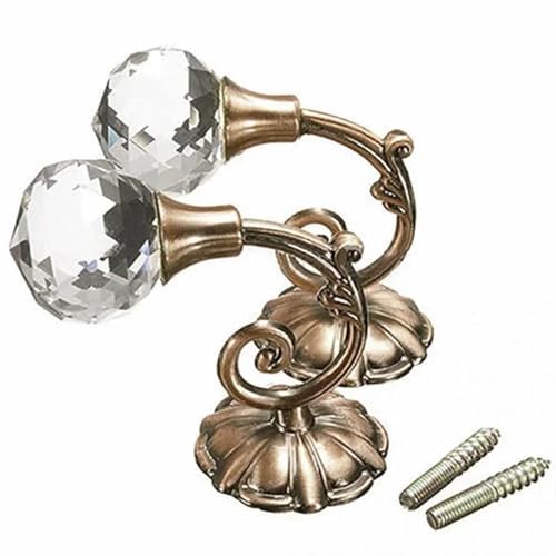 YZDKR 2 Stücke Metall Kristallglas Vorhang Zurückhalten Wand Raffhalter Haken Aufhänger Halter Fenster Zubehör für Fenster, Türen und Duschvorhänge(Brown) von YZDKR