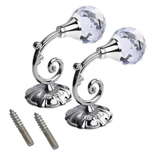 YZDKR 2 Stücke Metall Kristallglas Vorhang Zurückhalten Wand Raffhalter Haken Aufhänger Halter Fenster Zubehör für Fenster, Türen und Duschvorhänge(Sliver) von YZDKR