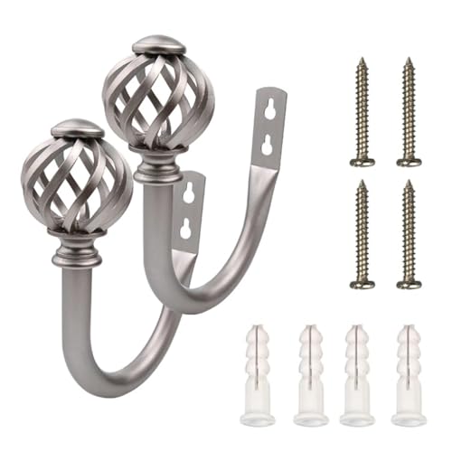 YZDKR 2 Stücke Vorhang Raffhalter Haken Tragbare Haushalts Eisen Wandhaken for Vorhänge Vorhang Dekoration Zubehör für Fenster, Türen und Duschvorhänge(Light Grey) von YZDKR