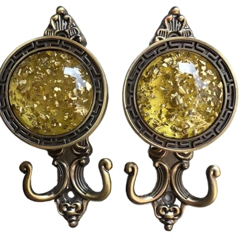YZDKR 2Pcs Aluminium Legierung Vorhang Haken Halter Aufhänger Display Rack Wand Haken Vorhang Schmücken Zubehör für Fenster, Türen und Duschvorhänge(Yellow) von YZDKR