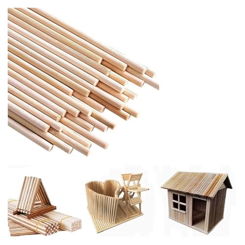 YZDKR 3 mm runder Holzstab for Bastelarbeiten, Lebensmitteldübel, DIY-Dübel, Baumodell, Holzbearbeitungswerkzeug für DIY-Projekte, Kunst und Kunsthandwerk von YZDKR