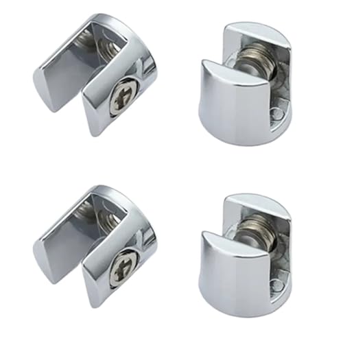 YZDKR 4 Stück Glasklemmen, glasbeschichtete Halterungen, Zinklegierung, Chrom-Finish, Regalhalter, Stützklammern, Klemmen for 6–8 mm/8–10 mm/10–12 mm für Balustrade Treppenhandlauf(10-12mm) von YZDKR