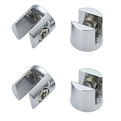 YZDKR 4 Stück Glasklemmen, glasbeschichtete Halterungen, Zinklegierung, Chrom-Finish, Regalhalter, Stützklammern, Klemmen for 6–8 mm/8–10 mm/10–12 mm für Balustrade Treppenhandlauf(8-10mm) von YZDKR
