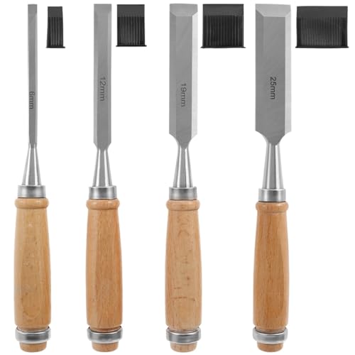 YZDKR 4-teiliges Holzmeißel-Set, scharfer Holzschnitzmeißel aus Chrom-Vanadium-Stahl mit Buchengriffen, ergonomische Holzschnitzwerkzeuge für Schnitzerei, Holzbearbeitung, Tischlerei YZDKR 4-teiliges Holzmeißel-Set, scharfer Holzschnitzmeißel aus Chrom-Vanadium-Stahl mit Buchengriffen, ergonomische Holzschnitzwerkzeuge für Schnitzerei, Holzbearbeitung, Tischlerei von YZDKR