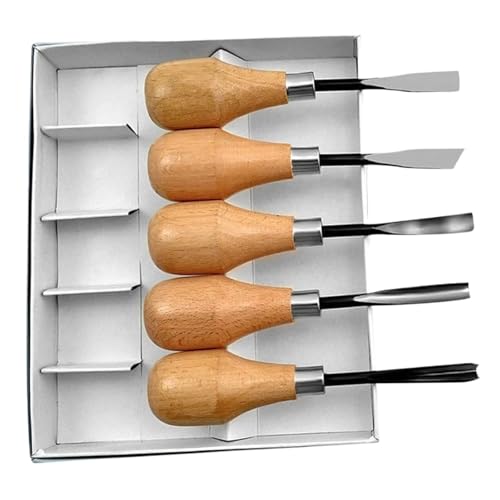 YZDKR 5/6Pcs Professionelle Holz Carving Hand Meißel Werkzeuge Set Holzbearbeitung Werkzeuge Holz Carving Kit für Schnitzerei, Holzbearbeitung, Tischlerei(5PC) von YZDKR