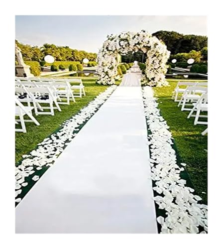 YZDKR Hochzeitsgangläufer Weiß Rot Gangläufer Teppichläufer for drinnen und draußen, Hochzeiten, Partys für Hochzeiten, Feiern, etc(White,5M_0.6M) von YZDKR