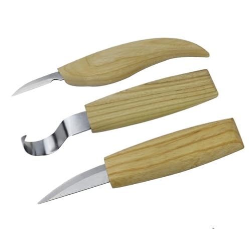 YZDKR Holz Carving Messer Carving Meißel Edelstahl scharfkantigen Holz Cutter Solarplexus Meißel DIY Holz Carving Werkzeuge Set für Schnitzerei, Holzbearbeitung, Tischlerei(3pcs) von YZDKR