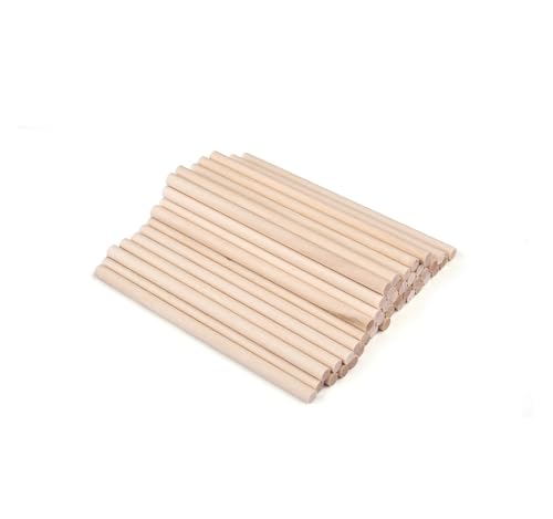 YZDKR Runder Holzstab for Basteln, Essen, DIY, Dübel, Bauen, Modell, Holzbearbeitungswerkzeug für DIY-Projekte, Kunst und Kunsthandwerk(10cmx5mm 50pcs) von YZDKR