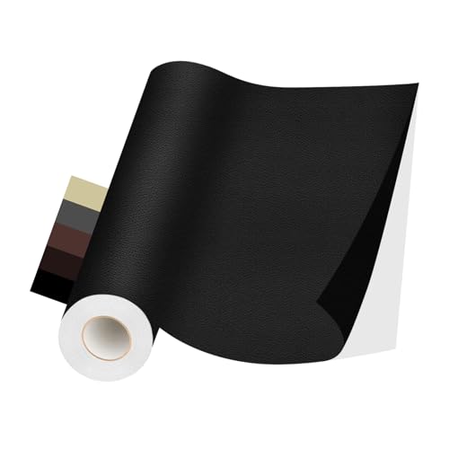 Kunstleder Selbstklebend, Kunstleder Reparaturset, Leder Reparatur Patch, Leder Selbstklebend für Sofas, Autositze, Handtaschen, Jacken, Leder Renovierung (Schwarz, 40×200CM) von YZDMDM