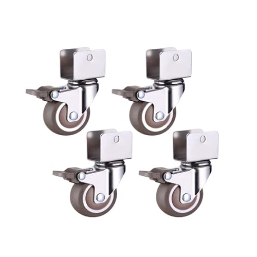 4 Stück Möbelrollen, 5,1 cm, for Kinderbetten, Schrankklemmen mit Bremsrädern, Lenkrollen aus weichem Gummi, Möbelbeschläge(Brake,16mm) von YZQOZKJH