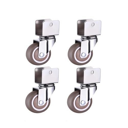 4 Stück Möbelrollen, 5,1 cm, for Kinderbetten, Schrankklemmen mit Bremsrädern, Lenkrollen aus weichem Gummi, Möbelbeschläge(Universal,18mm) von YZQOZKJH