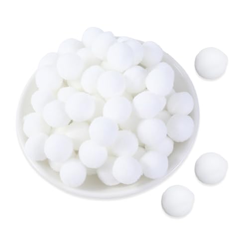 YZROHYI 100 Stück Bommeln Zum Basteln,Mini Pompons Weiss,Puschel Klein,Flauschige Pompom Bälle Katze,Pompon DIY Kreativen,Bommel Bälle Dekorationen,Pompons Handwerk,White Pom Pom für DIY- 30 mm von YZROHYI