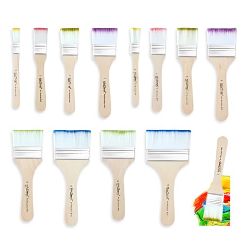YZROHYI 12 Stück Breite Pinsel zum Malen,Pinselset Acrylfarben Breit,Flachpinsel Acrylfarbe,Leinwand Pinsel für Acrylmalerei Groß,Malpinsel Ölfarben Groß,Künstlerpinsel Aquarell,Ölgemälde Pinselset von YZROHYI