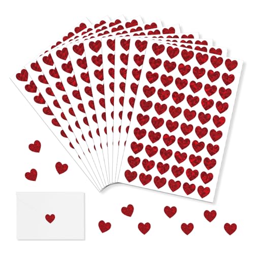 YZROHYI 1200 Stück,Aufkleber Herz Liebe,Glitzer Herzen Selbstklebend,Stickerbogen Herzen Sticker Gesicht,GäStebuch Sticker Scrapbooking Liebe,Sticker für HandyhüLle Herz,Sticker Liebe für fotoalbum von YZROHYI