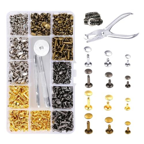 YZROHYI 180pcs Hohlnieten,Leder Nieten Set Mit Werkzeug,Schlagnieten 3 Größen,Nietenzange Set Leder Und Stoff,Metallniete Doppelkappe,Ersatz Nieten Jeans,Nieten Buchbinderei für Dekoration 4 Colors YZROHYI 180pcs Hohlnieten,Leder Nieten Set Mit Werkzeug,Schlagnieten 3 Größen,Nietenzange Set Leder Und Stoff,Metallniete Doppelkappe,Ersatz Nieten Jeans,Nieten Buchbinderei für Dekoration 4 Colors von YZROHYI