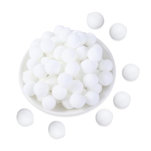 YZROHYI 200 Stück Bommeln Zum Basteln,Mini Pompons Weiss,Puschel Klein,Flauschige Pompom Bälle Katze,Pompon Diy Kreativen,Bommel Bälle Dekorationen,Pompons Handwerk,White Pom Pom für DIY- 20 mm von YZROHYI