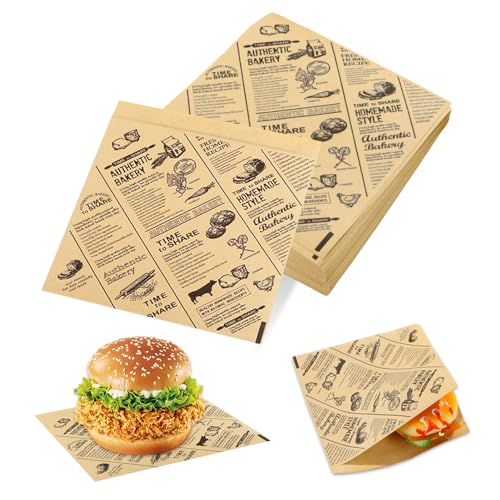 YZROHYI 200 Stück Burgertüten 15 X 15 cm,Snacktaschen,Einschlagpapier Burger PapiertüTen,Hamburger Papier Wrap,Zeitungspapier,Pommes Korb Papier Sandwichtüten,Burger Verpackungen,Käsepapier für Käse YZROHYI 200 Stück Burgertüten 15 X 15 cm,Snacktaschen,Einschlagpapier Burger PapiertüTen,Hamburger Papier Wrap,Zeitungspapier,Pommes Korb Papier Sandwichtüten,Burger Verpackungen,Käsepapier für Käse von YZROHYI